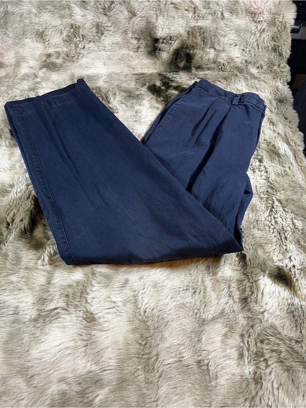 Tommy Hilfiger Navy Pleated Chinos Relaxed Classic Fit
